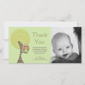 フクロウは新生児の到着のギフトのフォトカード感謝していしています サンキューカード (正面)