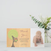 フクロウは新生児の女の子の到着のギフトのフォトカード感謝していしています サンキューカード (スタンド正面)