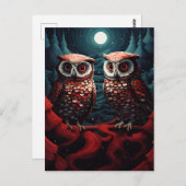 フクロウは松と雪を結ぶ ポストカード (正面/裏面)