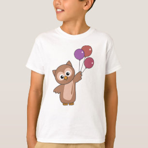 フクロウは気球で子ども向けの甘い動物を飛ぶ Tシャツ
