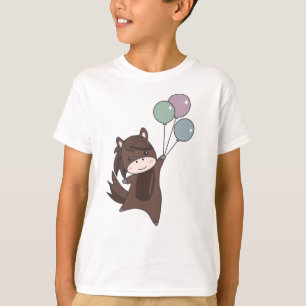 フクロウは気球で子ども向けの甘い動物を飛ぶ Tシャツ