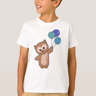 フクロウは気球で子ども向けの甘い動物を飛ぶ Tシャツ