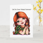 フクロウは永遠に友達になれ! カード (黄色い花)