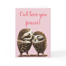 フクロウは永遠に愛するバレンタインデーのグリーティングカード