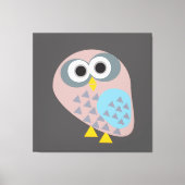 フクロウは灰色の青を付ける キャンバスプリント (正面)