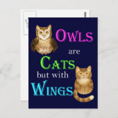 フクロウは羽のある猫だ ポストカード (正面/裏面)