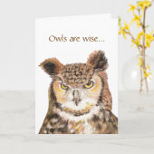 フクロウは賢い年齢の来知恵誕生日ユーモア カード (黄色い花)