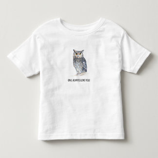 フクロウはTシャツをいつも愛している トドラーTシャツ