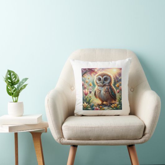 フクロウをテーマにした枕 クッション (椅子)