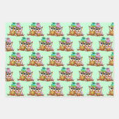 フクロウをテーマにした誕生日とクリスマス ラッピングペーパーシート (正面3)