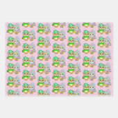 フクロウをテーマにした誕生日とクリスマス ラッピングペーパーシート (正面2)