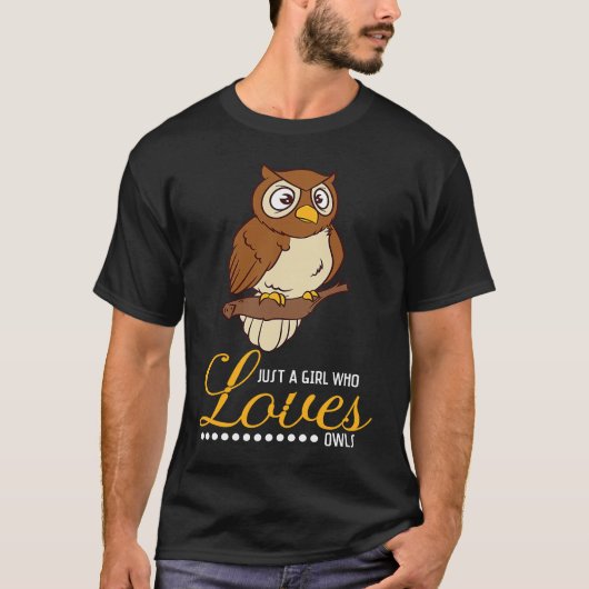 フクロウを愛する女の子のみ Tシャツ (正面)