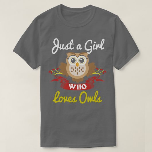 フクロウを愛する女の子 Tシャツ (デザイン正面)