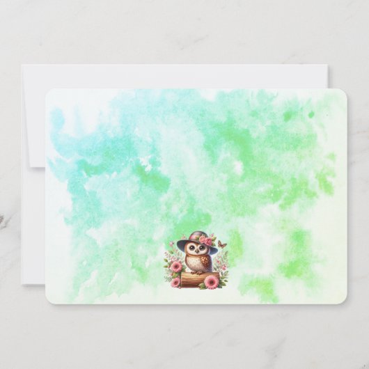 フクロウを被ったキュートな帽子|過去記事 招待状 (裏面)