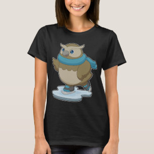 フクロウアイススケートで滑るアイススケート Tシャツ