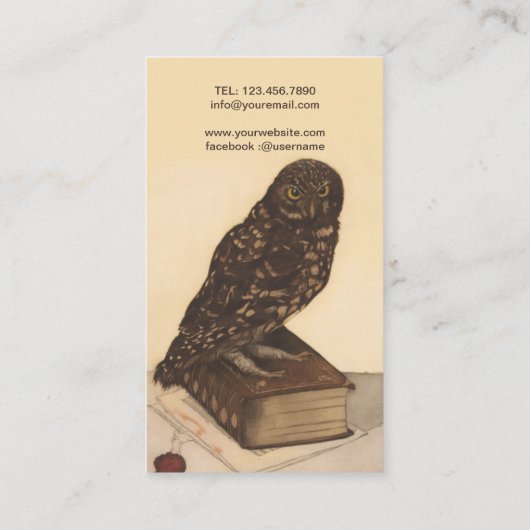 フクロウアンティークアートプリント 名刺 (裏面)