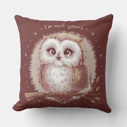フクロウイラストレーションキュートコテお洒落ジェーレ クッション (正面)