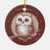 フクロウイラストレーションキュートコテお洒落ジェーレ セラミックオーナメント (正面)
