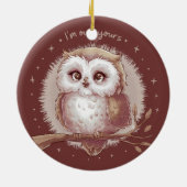 フクロウイラストレーションキュートコテお洒落ジェーレ セラミックオーナメント (裏面)