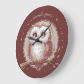 フクロウイラストレーションキュートコテお洒落ジェーレ ラージ壁時計 (傾斜)