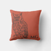 フクロウイラストレーション装飾用クッション クッション (裏面)