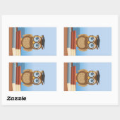 フクロウイラストレーション 長方形シール (シート)