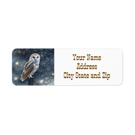 フクロウインザスノーウィンターホリデー差出人住所 ラベル (正面)