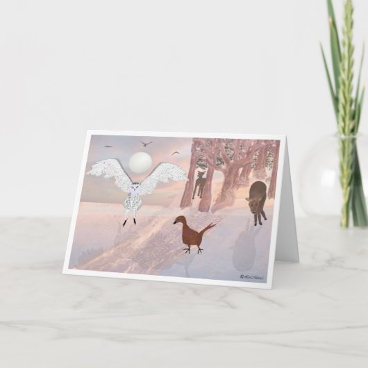 フクロウインモントリオールリーマリーのクリエイティブデザインホリデイ シーズンカード (正面)