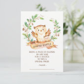 フクロウウッドランド赤ちゃんシャワーおむつラッフルチケット エンクロージャーカード (スタンド正面)