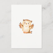 フクロウウッドランド赤ちゃんシャワーおむつラッフルチケット エンクロージャーカード (裏面)