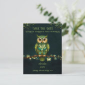 フクロウエレガントの花の結婚式招待状 ポストカード (スタンド正面)