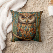 フクロウエレガントォウの森の緑 クッション (ブランケット)