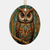 フクロウエレガントォウの森の緑 セラミックオーナメント (右)