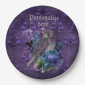フクロウエレガントフローラヴィンテージシャンデリアゴシック ペーパープレート (正面)