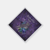 フクロウエレガントルフローラシャンデリア宝石パープル スタンダードカクテルナプキン (角)