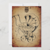 フクロウエレガントヴィンテージゴシック，ハロウィーン赤ちゃんシャワー 招待状 (裏面)