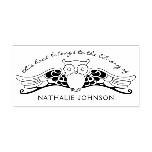 フクロウエレガントヴィンテージデコ図書室 ラバースタンプ (インプリント)