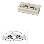 フクロウエレガントヴィンテージデコ図書室 ラバースタンプ (押印)