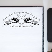 フクロウエレガントヴィンテージデコ図書室 ラバースタンプ