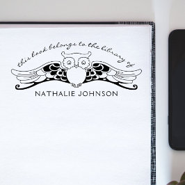 フクロウエレガントヴィンテージデコ図書室 ラバースタンプ