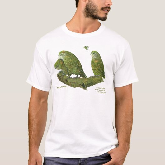 フクロウオウムおよびひよこ Tシャツ (正面)
