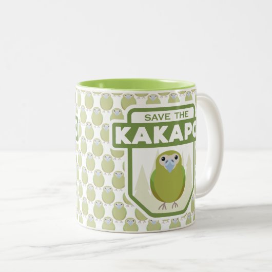 フクロウオウムのオウムのマグを救って下さい ツートーンマグカップ (正面右)