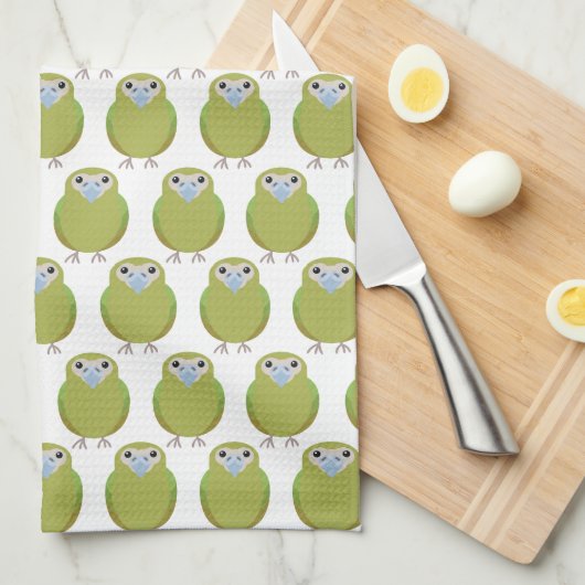 フクロウオウムのオウムパターン台所タオル キッチンタオル (四つ折り)