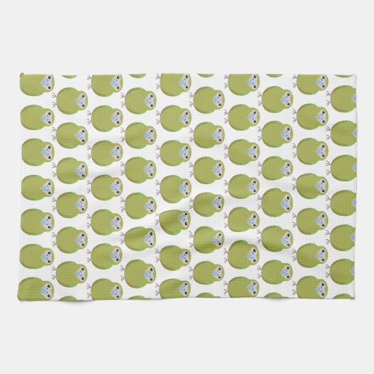 フクロウオウムのオウムパターン台所タオル キッチンタオル (横)