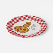 フクロウオンパンプキンギンガムパターン紙プレート ペーパープレート (アングル)