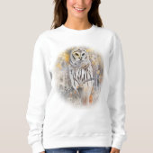 フクロウオンブランチウォーター色秋秋の木の葉 スウェットシャツ (正面)