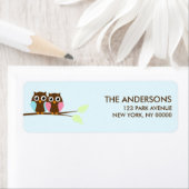 フクロウカップル差出人住所ラベル ラベル (インサイチュ)