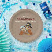 フクロウカップル感謝祭紙プレート ペーパープレート (パーティー)