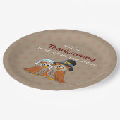 フクロウカップル感謝祭紙プレート ペーパープレート (アングル)