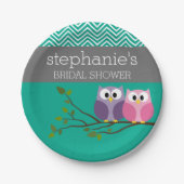 フクロウカップルonブランチブライダルシャワーの好意 ペーパープレート (正面)